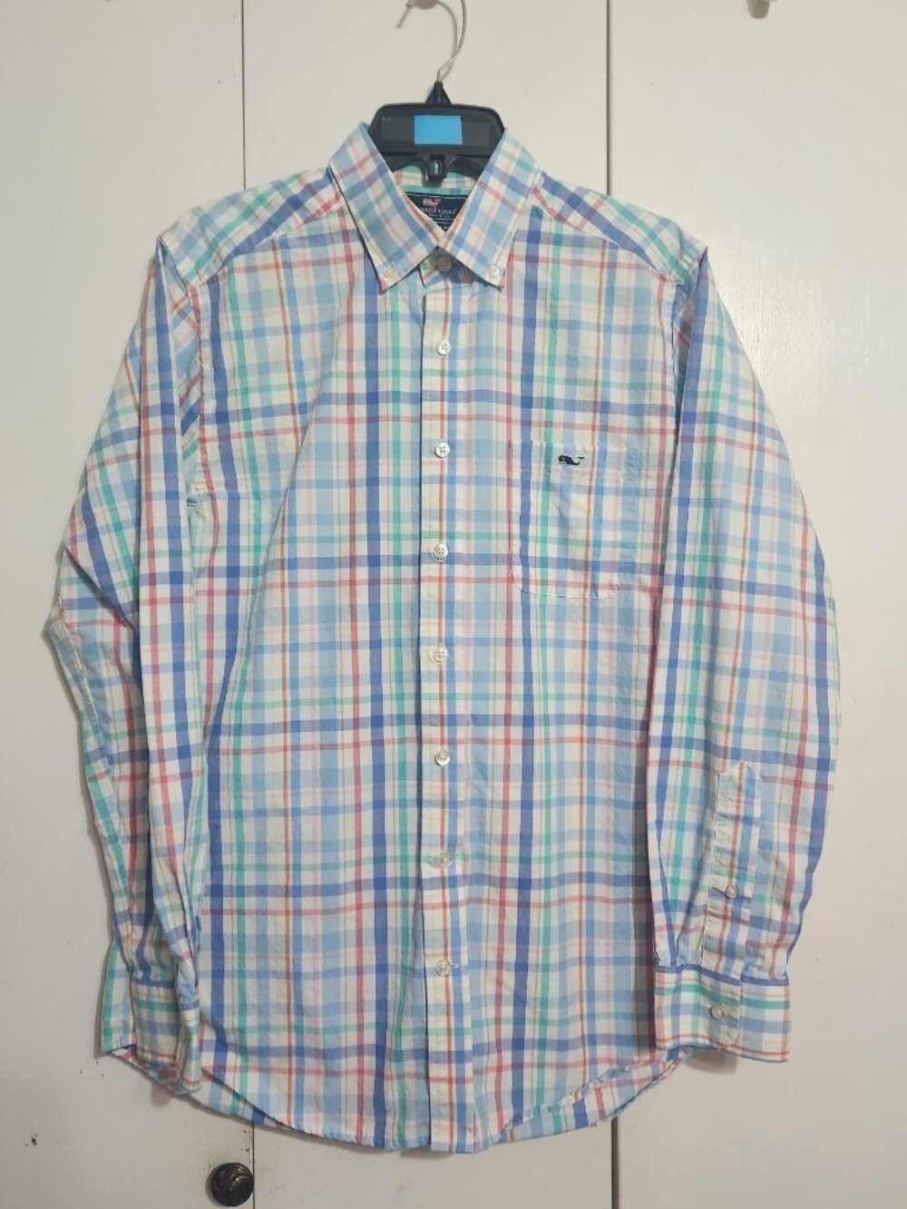 Vineyard Vines Shirt Mens Medium Paste Plaid Long Sleeve Button Down Slim Tucker
